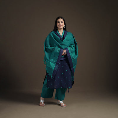 Jacquard Woven Cotton Straight Kurta with Palazzo & Dupatta Suit Set for Women 10