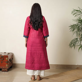 Pink - bhagalpuri handwoven desi tussar silk straight kurta