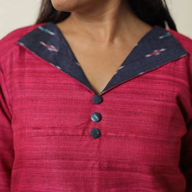 Pink - bhagalpuri handwoven desi tussar silk straight kurta