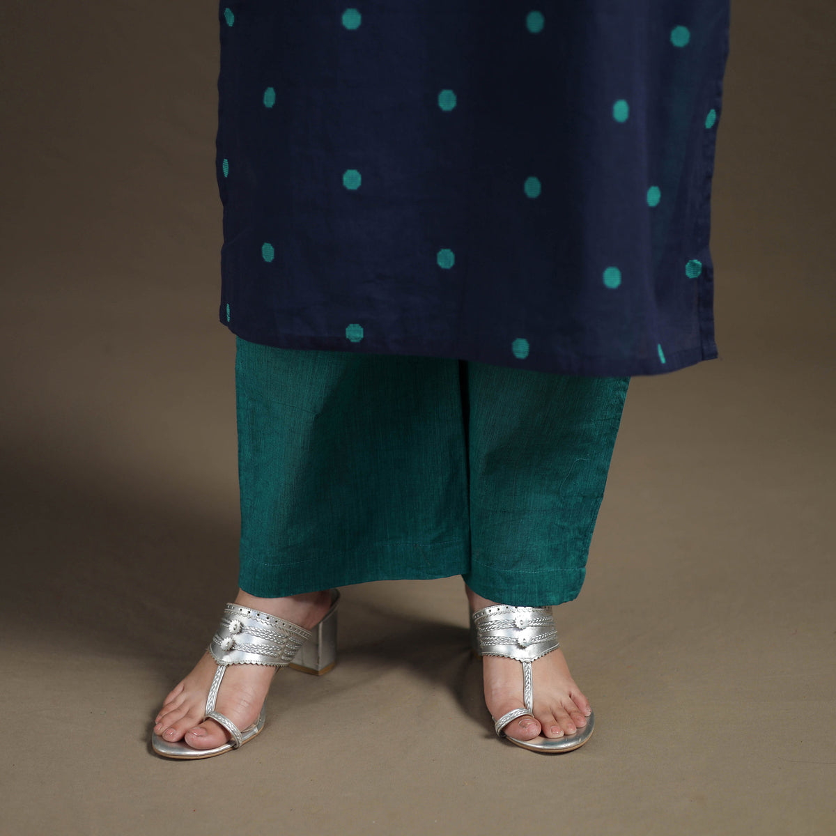 Jacquard Woven Cotton Straight Kurta with Palazzo & Dupatta Suit Set for Women 10