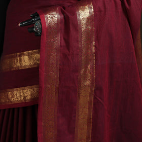 Maroon - Chettinad Woven Cotton Saree with Border 32