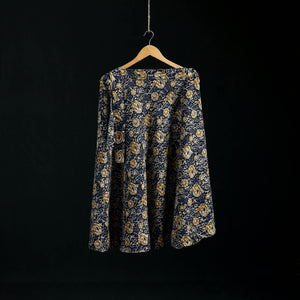 Blue - Bagru Hand Block Print Natural Dyed Cotton Wrap Around Skirt 26