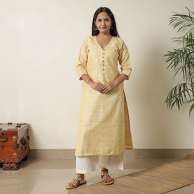 Bhagalpuri Handwoven Desi Tussar Silk Straight Kurta for Women
