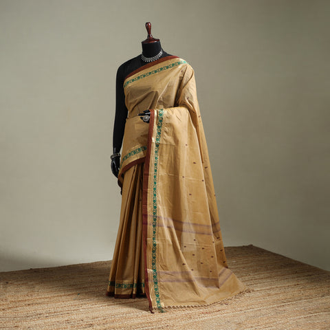 Beige - Kanchipuram Buti Cotton Saree with Border 69