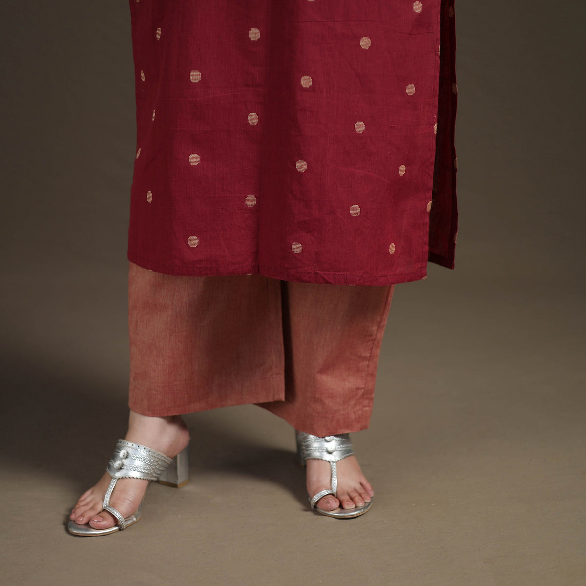 Jacquard Woven Cotton Straight Kurta with Palazzo & Dupatta Suit Set for Women 11