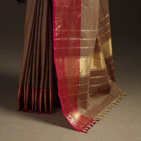 Brown - Chettinad Woven Cotton Saree with Border 33