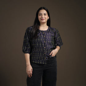 Pochampally Ikat Mercerised Cotton Crop Top for Women 08