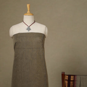 Brown 2pc Kandangi Chettinad Dress Material with Jewellery Set