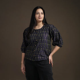 Pochampally Ikat Mercerised Cotton Crop Top for Women 08