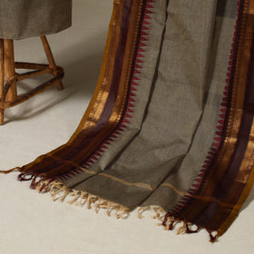 Brown 2pc Kandangi Chettinad Dress Material with Jewellery Set