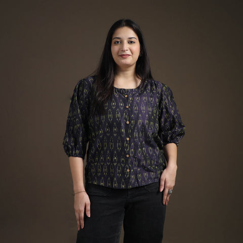 Pochampally Ikat Mercerised Cotton Crop Top for Women 08