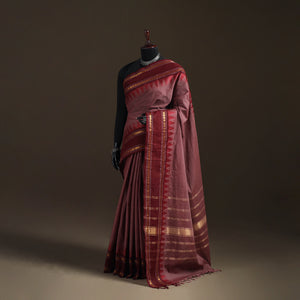 Peach - Chettinad Woven Cotton Saree with Border 35