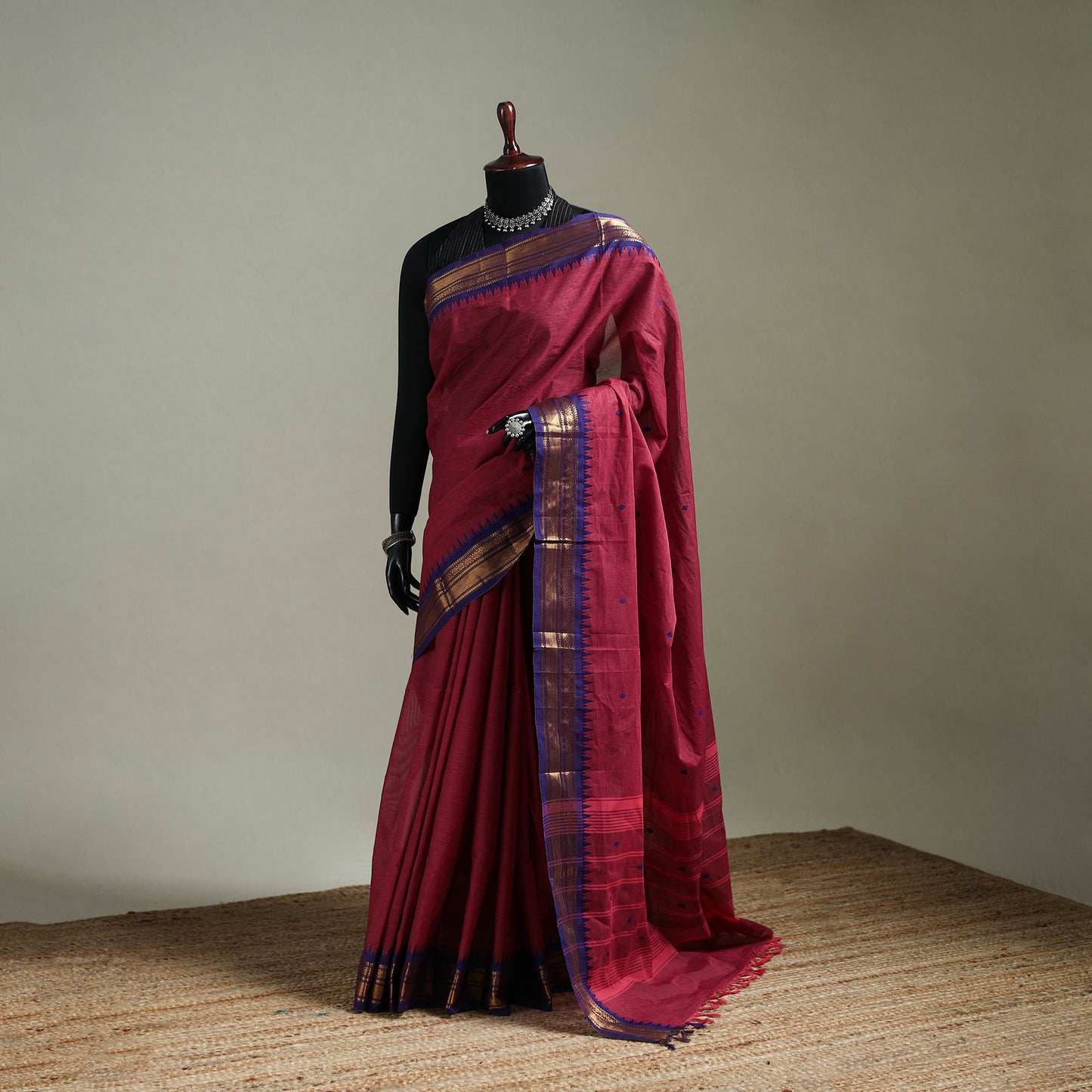 Pink - Kanchipuram Buti Cotton Saree with Border 71