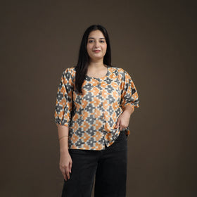 Multicolor - Pochampally Ikat Mercerised Cotton Crop Top for Women 02