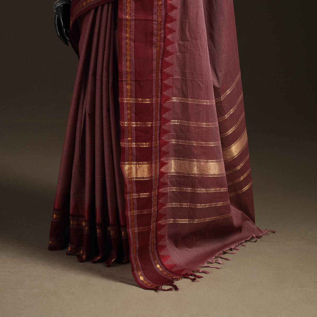 Peach - Chettinad Woven Cotton Saree with Border 35