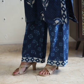Blue - chanderi silk indigo bagru kurta set 05 - handcrafted