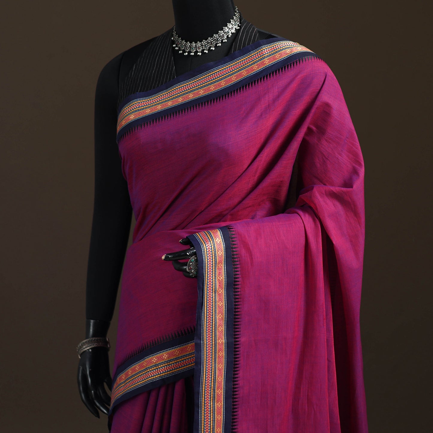 Pink - Chettinad Woven Cotton Saree with Border 36