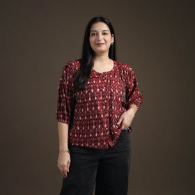 Pochampally Ikat Mercerised Cotton Crop Top for Women 01