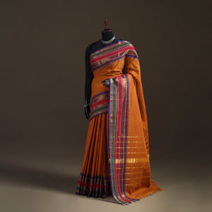 Orange - Chettinad Woven Cotton Saree with Border 37