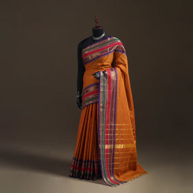 Orange - Chettinad Woven Cotton Saree with Border 37