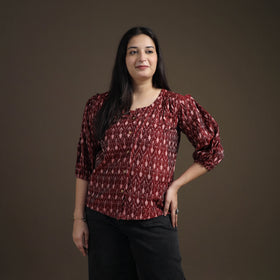 Pochampally Ikat Mercerised Cotton Crop Top for Women 01