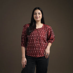 Pochampally Ikat Mercerised Cotton Crop Top for Women 01