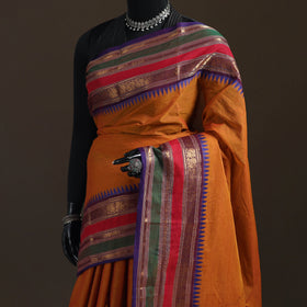 Orange - Chettinad Woven Cotton Saree with Border 37