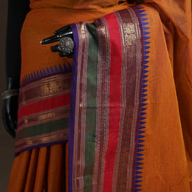 Orange - Chettinad Woven Cotton Saree with Border 37