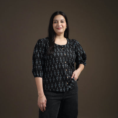 Pochampally Ikat Mercerised Cotton Crop Top for Women 07