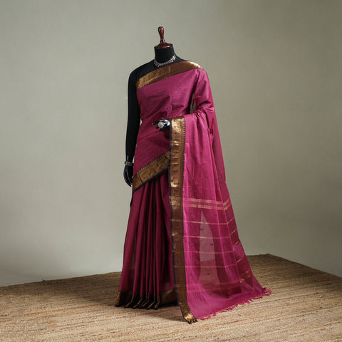 Pink - Kanchipuram Buti Cotton Saree with Border 74