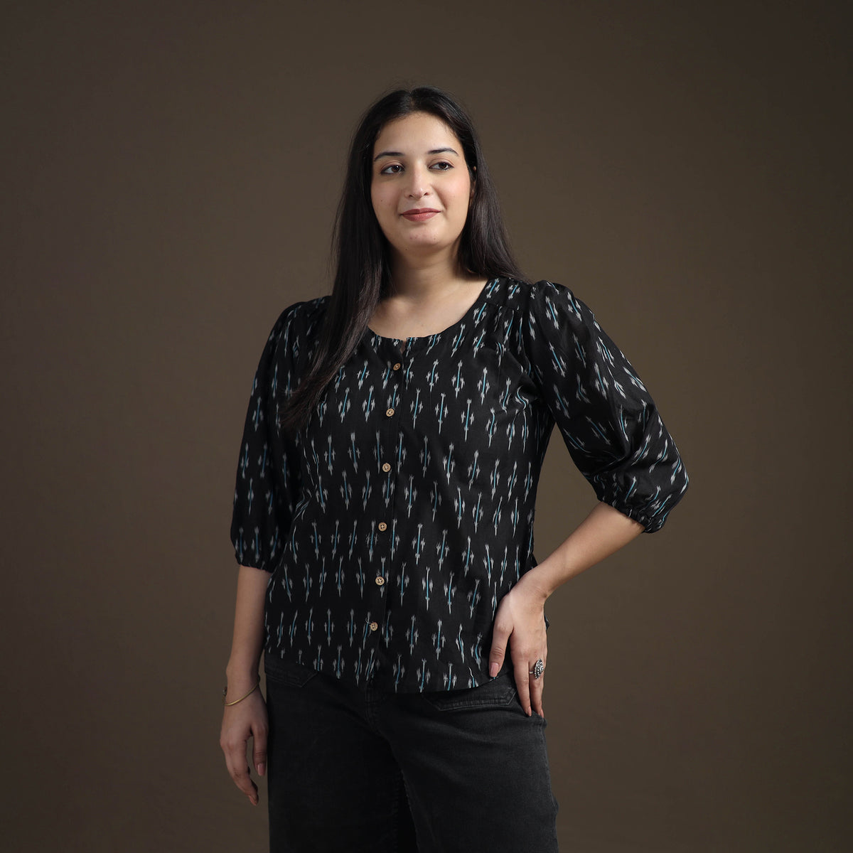 Pochampally Ikat Mercerised Cotton Crop Top for Women 07