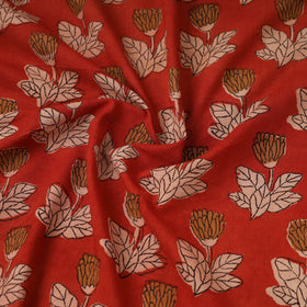 Red Block Print Cotton Sanganeri Fabric