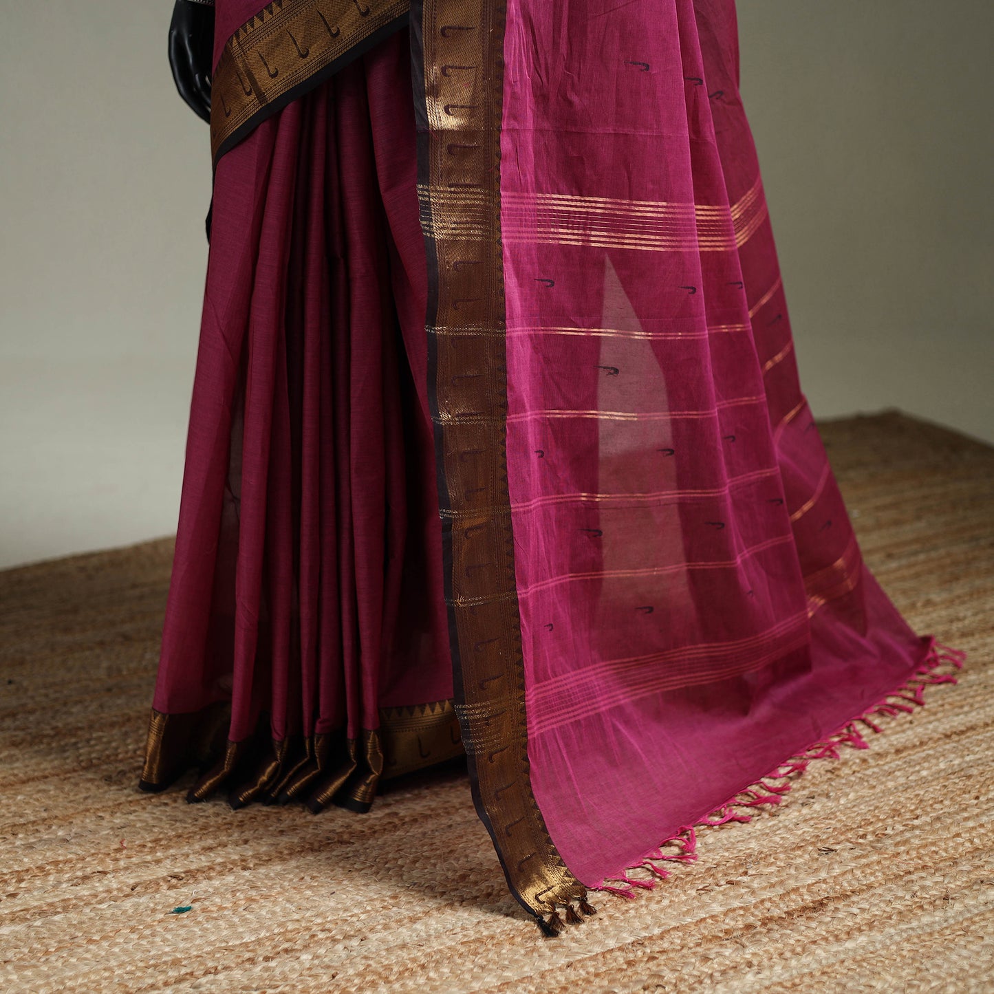 Pink - Kanchipuram Buti Cotton Saree with Border 74