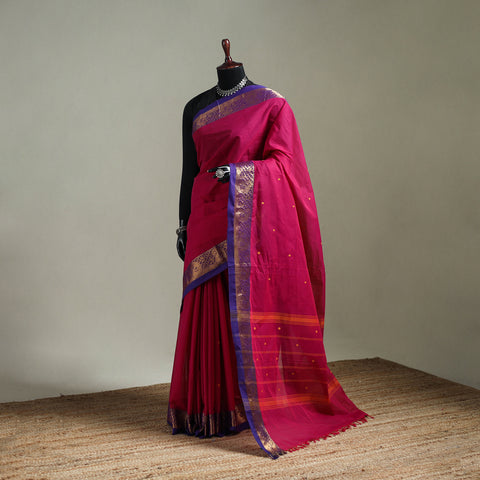 Pink - Kanchipuram Buti Cotton Saree with Border 75