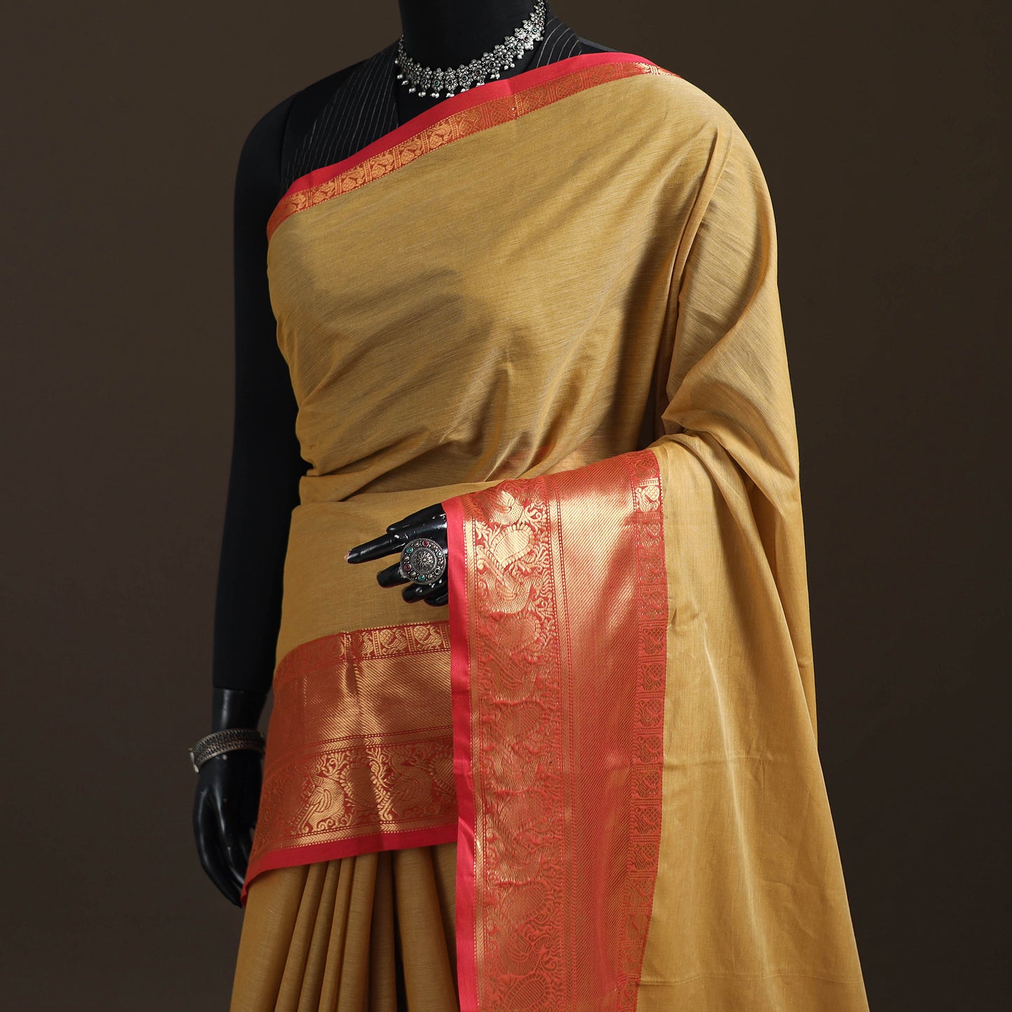Yellow - Chettinad Woven Cotton Saree with Border 39