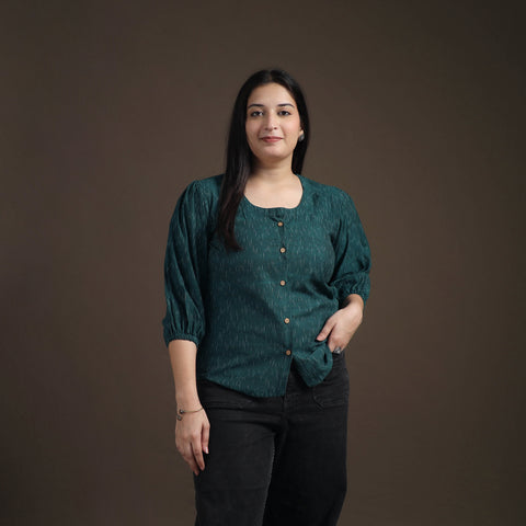 Pochampally Ikat Cotton Crop Top for Women 17