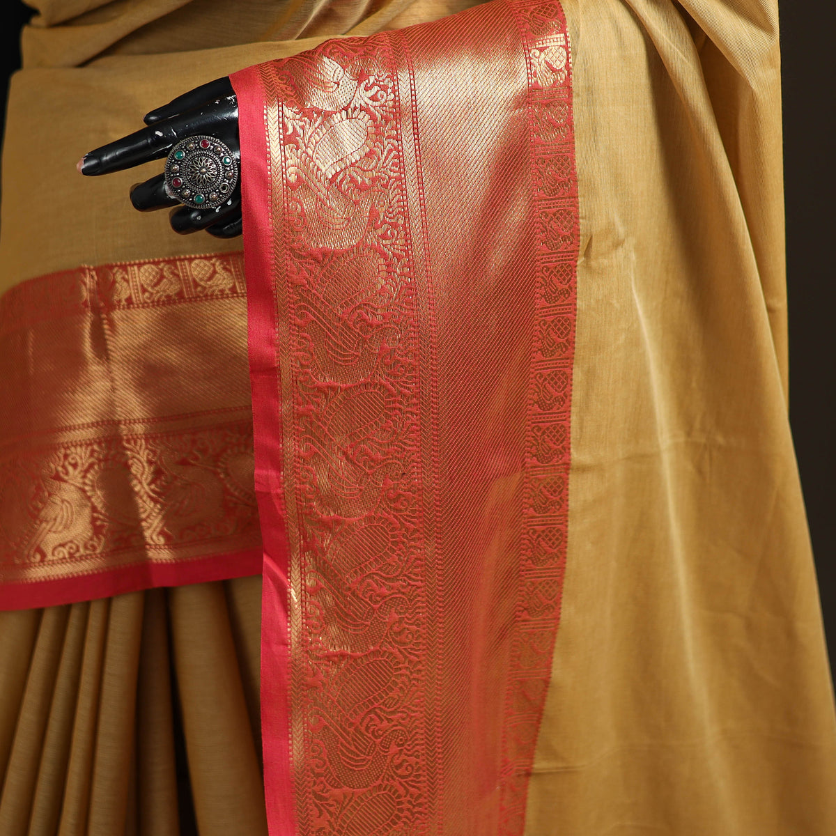 Yellow - Chettinad Woven Cotton Saree with Border 39