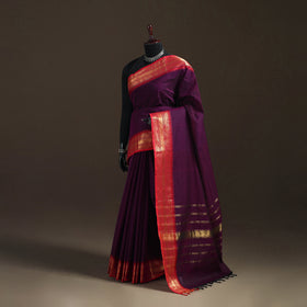 Purple - Chettinad Woven Cotton Saree with Border 40