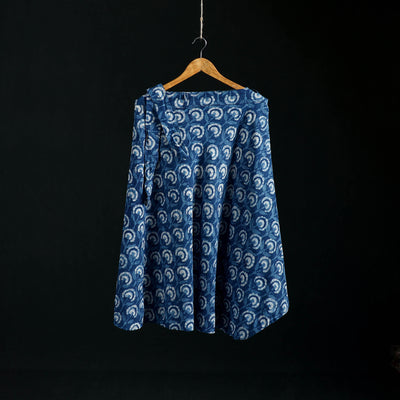 Indigo Bagru Hand Block Print Natural Dyed Cotton Wrap Around Skirt 38