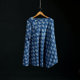 Indigo Bagru Hand Block Print Natural Dyed Cotton Wrap Around Skirt 38