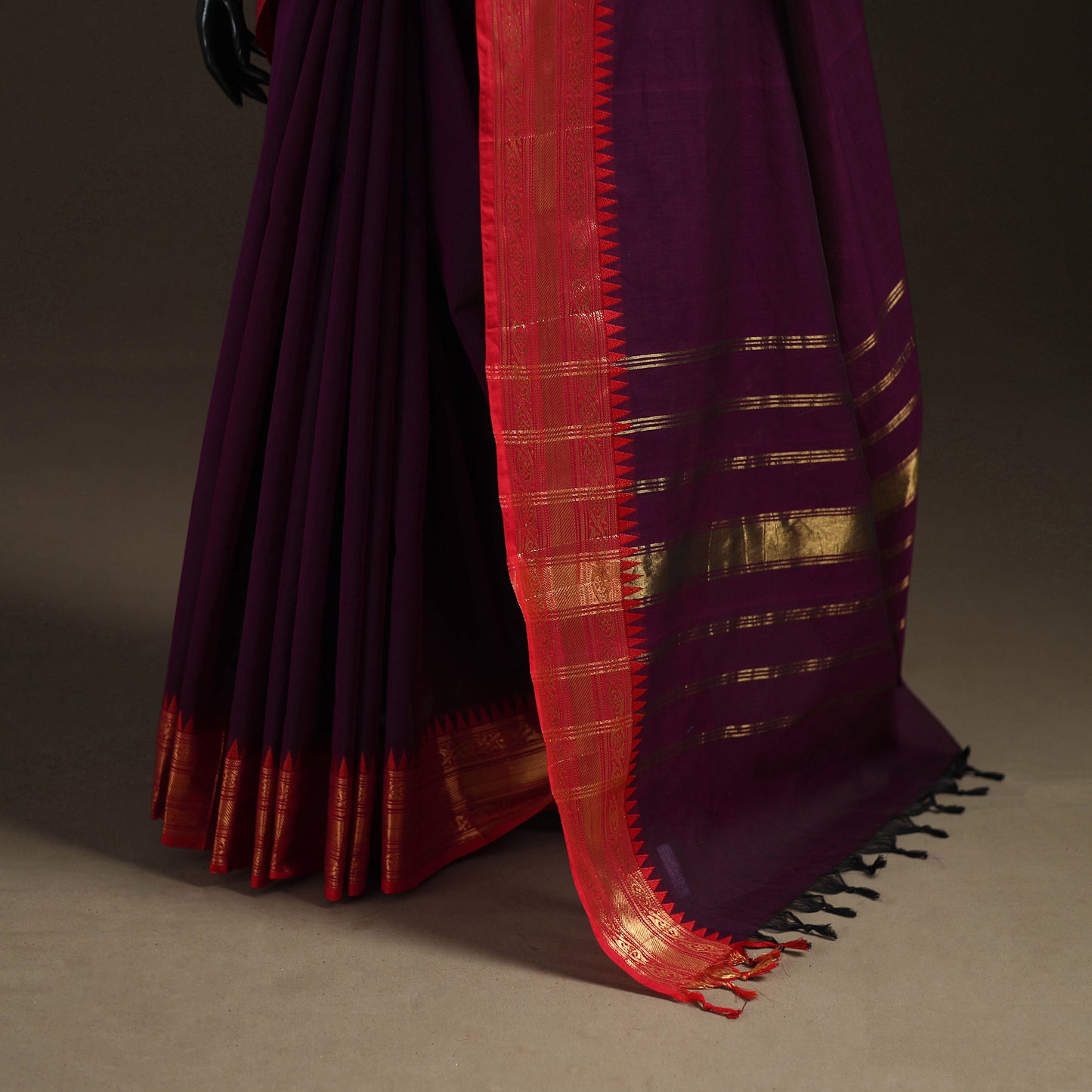 Purple - Chettinad Woven Cotton Saree with Border 40