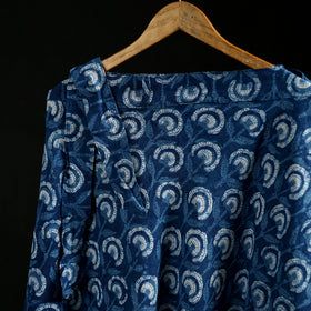 Indigo Bagru Hand Block Print Natural Dyed Cotton Wrap Around Skirt 38