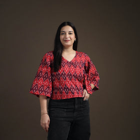 Pochampally Ikat Mercerised Cotton Crop Top for Women 03