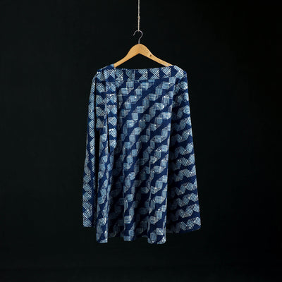 Indigo Bagru Hand Block Print Natural Dyed Cotton Wrap Around Skirt 39