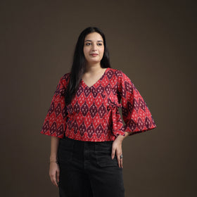Pochampally Ikat Mercerised Cotton Crop Top for Women 03