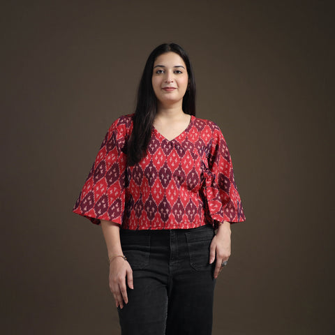 Pochampally Ikat Mercerised Cotton Crop Top for Women 03