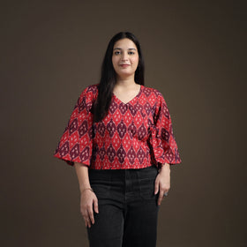 Pochampally Ikat Mercerised Cotton Crop Top for Women 03