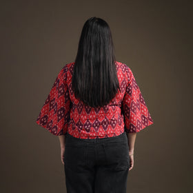 Pochampally Ikat Mercerised Cotton Crop Top for Women 03