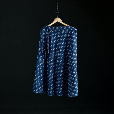 Indigo Bagru Hand Block Print Natural Dyed Cotton Wrap Around Skirt 40
