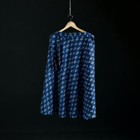 Indigo Bagru Hand Block Print Natural Dyed Cotton Wrap Around Skirt 40